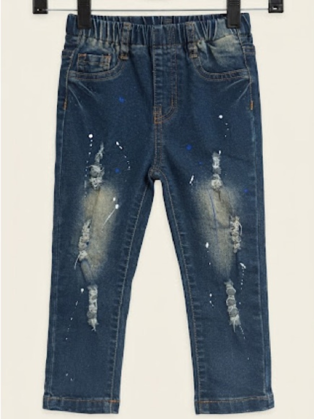 Girls' Distressed Blue Denim Jogger Jeans